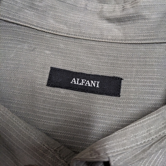 Alfani Green Silk Short Sleeve Button Down Shirt - Picture 8 of 8